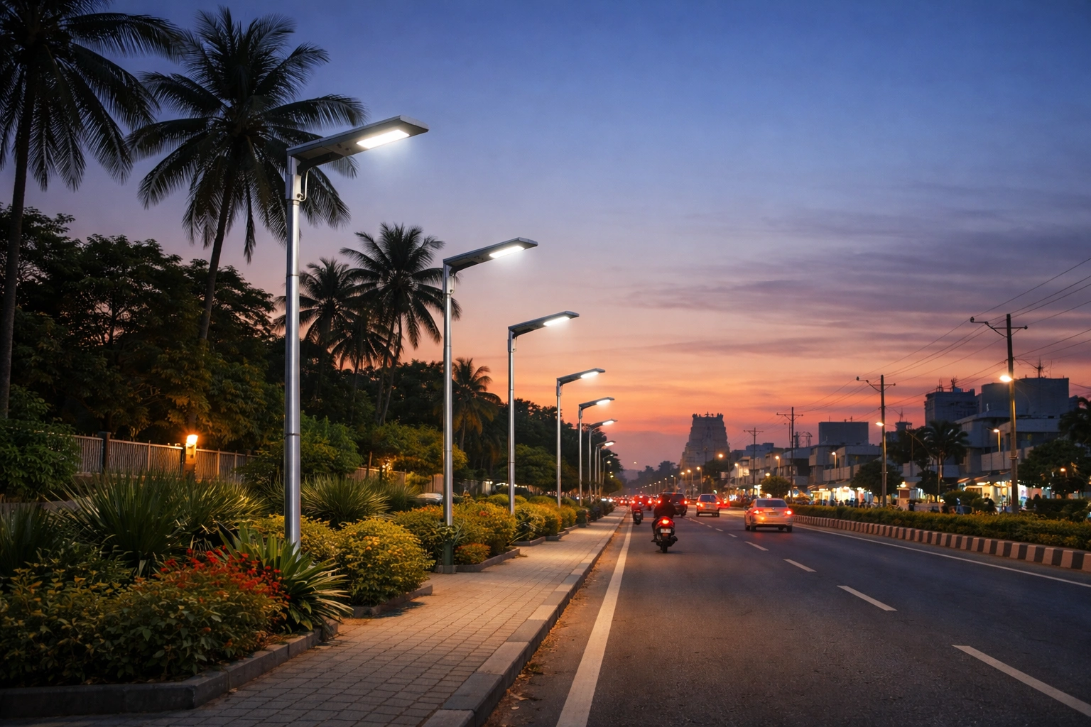 Heavy duty split or separate component outdoor solar street light poles for commercial layouts